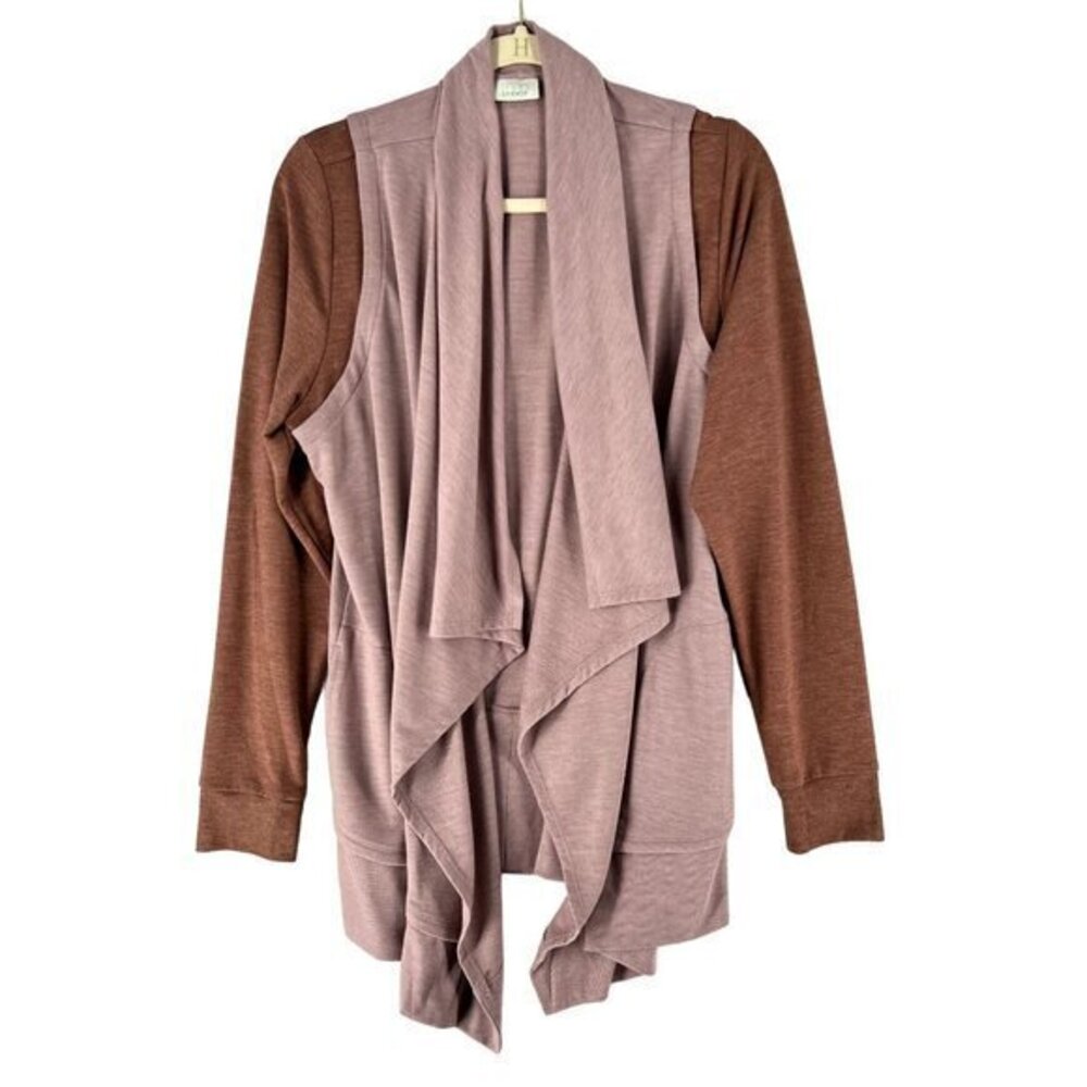 LOGO Lounge Womens‎ Cardigan Size L Two Toned Handkerchief Open Front
